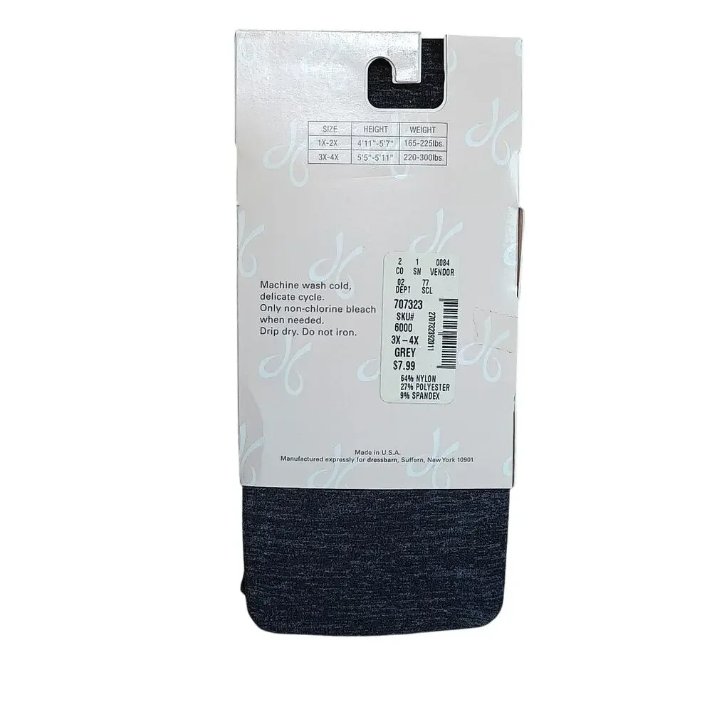 Dress Barn Tight Style Control Top Tights Microfiber Womens Plus Size 3X-4X Grey
